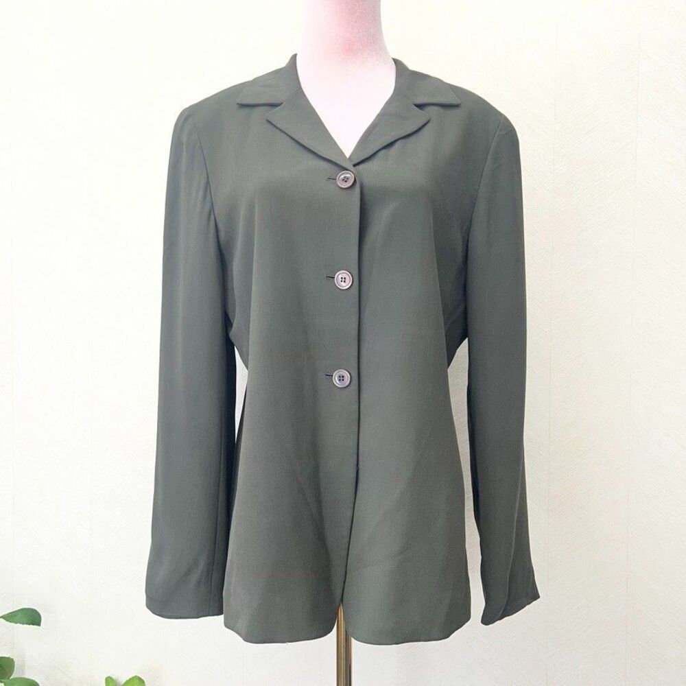 Vintage Josephine Chaus Collection Olive Green Blazer Jacket Womens Size 10
